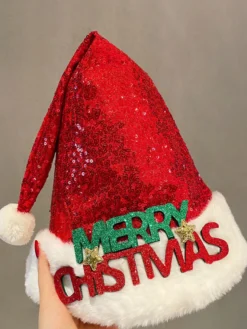 Chapeau de Noël en peluche Chapeau de Père Noël Bonhomme de neige Cadeau de vacances Ornement de Noël