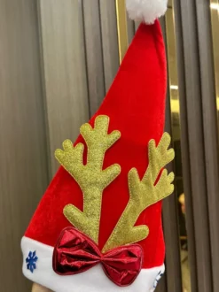 Chapeau de Noël en peluche Chapeau de Père Noël Bonhomme de neige Cadeau de vacances Ornement de Noël