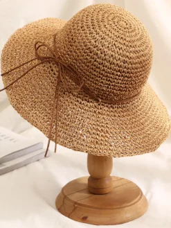 Chapeau de paille au crochet à large bord pliable pour femme (2026)