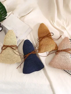 Chapeau de paille au crochet à large bord pliable pour femme (2026)