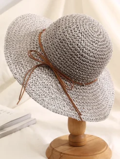 Chapeau de paille au crochet à large bord pliable pour femme (2026)