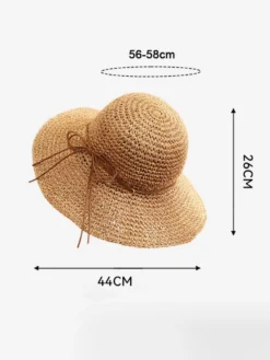 Chapeau de paille au crochet à large bord pliable pour femme (2026)