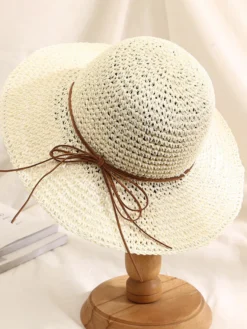 Chapeau de paille au crochet à large bord pliable pour femme (2026)