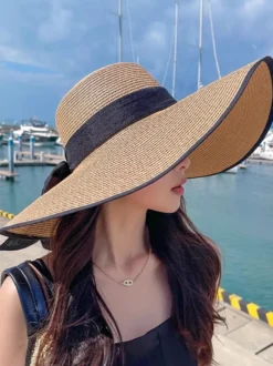 Chapeau de paille d'été à bord surdimensionné pliable pour la plage et la protection solaire pour femmes (2026)