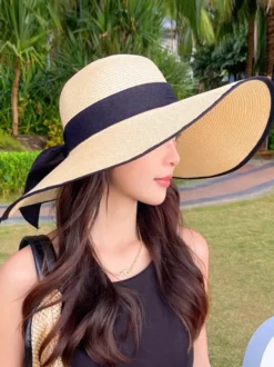 Chapeau de paille d'été à bord surdimensionné pliable pour la plage et la protection solaire pour femmes (2026)