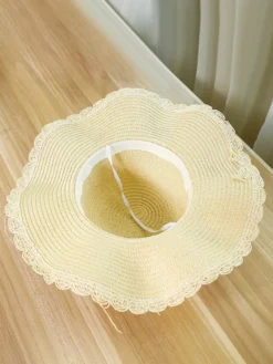 Chapeau de paille à large bord pour femme protection solaire idéal pour la plage collection été 2026