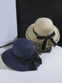 Chapeau de paille à nœud pour femme chapeau de soleil d'été en bord de mer 2026