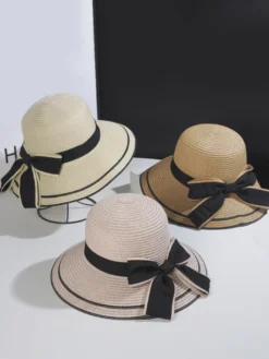 Chapeau de paille à nœud pour femme chapeau de soleil d'été en bord de mer 2026