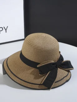 Chapeau de paille à nœud pour femme chapeau de soleil d'été en bord de mer 2026