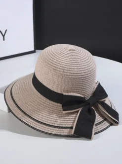 Chapeau de paille à nœud pour femme chapeau de soleil d'été en bord de mer 2026
