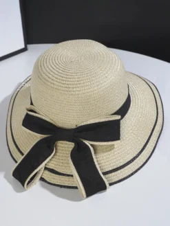 Chapeau de paille à nœud pour femme chapeau de soleil d'été en bord de mer 2026