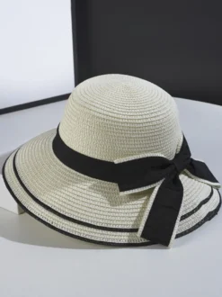 Chapeau de paille à nœud pour femme chapeau de soleil d'été en bord de mer 2026