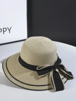 Chapeau de paille à nœud pour femme chapeau de soleil d'été en bord de mer 2026