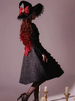 Chapeau gothique Lolita Rose Nœuds Volants Accessoire Dentelle Polyester Accessoires Lolita