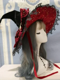 Chapeau gothique Lolita Rose Nœuds Volants Accessoire Dentelle Polyester Accessoires Lolita