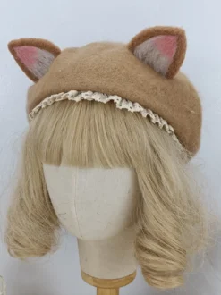 Chapeau Lolita de style ROCOCO à volants marron clair Accessoire en polyester Accessoires Lolita