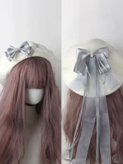Chapeau Lolita doux bleu ciel clair nœuds volants accessoire bloc de couleur polyester accessoires Lolita