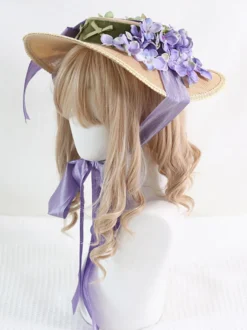 Chapeau Lolita Style Pastoral Vintage Nœuds Volants Accessoire Fleurs Lolita Coiffure