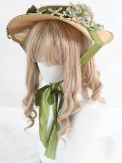 Chapeau Lolita Style Pastoral Vintage Nœuds Volants Accessoire Fleurs Lolita Coiffure