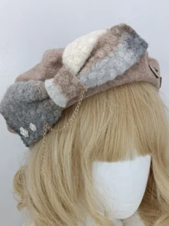 Chapeau Mignonne Lolita Accessoire Nœuds Taupe en Polyester