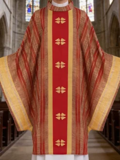 Chasuble de prêtre gothique verte avec croix brodée pour la messe style médiéval rétro vêtements liturgiques pour le clergé