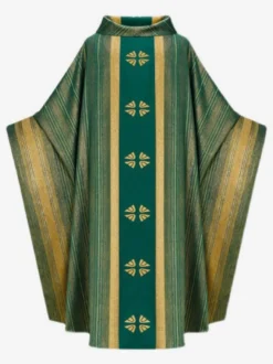 Chasuble de prêtre gothique verte avec croix brodée pour la messe style médiéval rétro vêtements liturgiques pour le clergé