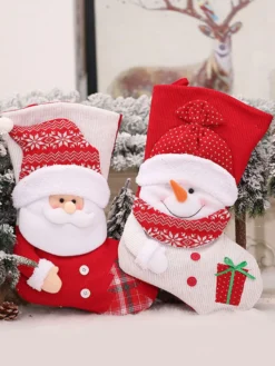 Chaussettes de Noël rouges Fibre de polyester Costumes de vacances de Noël