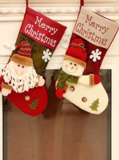 Chaussettes de Noël 2026 Sac Cadeau de Noël Cadeau de Décoration Sac de Bonbons Noël Cadeau Enfant
