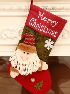 Chaussettes de Noël 2026 Sac Cadeau de Noël Cadeau de Décoration Sac de Bonbons Noël Cadeau Enfant