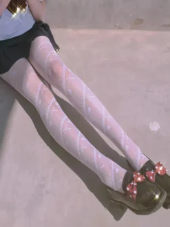 Chaussettes gothiques Lolita blanches Accessoire Polyester Motif coeurs Accessoires Lolita