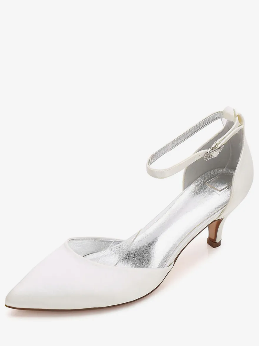 Chaussure de mariée en soie et satin à petits talons