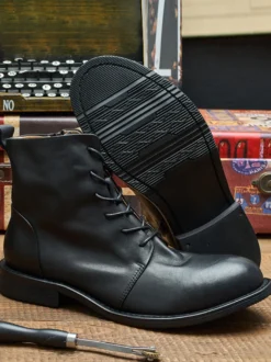 Chaussures Bottes de Travail Homme Cuir de Vachette Chic Café Marron
