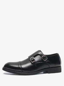 Chaussures à boucle noires à bout rond et détail de boucle chaussures décontractées