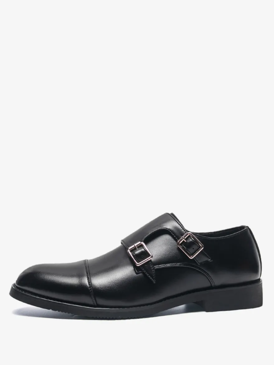 Chaussures à boucle noires à bout rond et détail de boucle chaussures décontractées