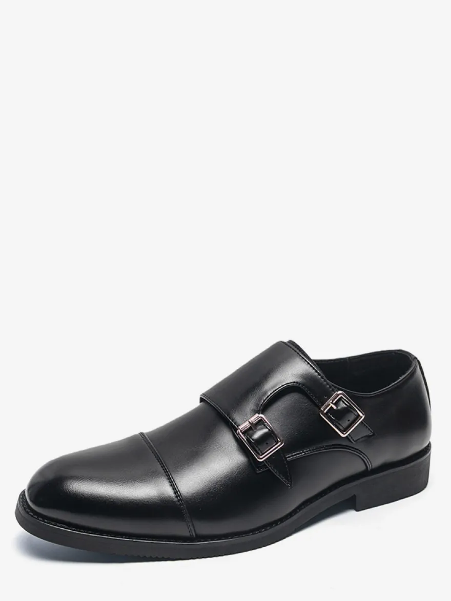 Chaussures à boucle noires à bout rond et détail de boucle chaussures décontractées