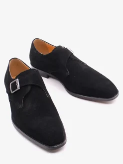 Chaussures à boucle pour homme mocassins à bout pointu en daim tendance en cuir mat