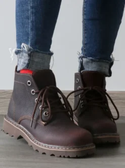 Chaussures Chaussures Homme Bottes de Travail Bottes Homme Cuir de Vachette Chic Noir
