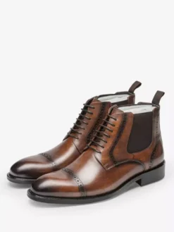 Chaussures Chaussures Homme Bottes de Travail Bottes Homme Cuir Chic Marron