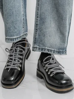 Chaussures décontractées marron pour hommes bout rond à lacets