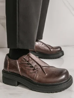 Chaussures décontractées pour hommes bout rond lacets à enfiler