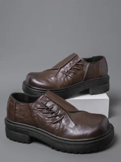 Chaussures décontractées pour hommes bout rond lacets à enfiler