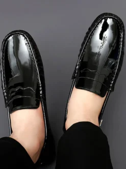 Chaussures décontractées pour hommes bout rond chaussures de conduite à enfiler