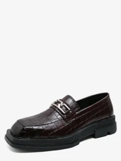 Chaussures de bal noires pour hommes bout rond motif pierre détails métalliques