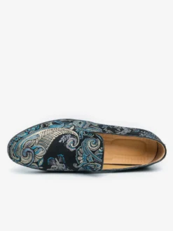 Chaussures de bal pour hommes bout rond en satin brodé à enfiler