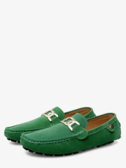 Chaussures de conduite pour hommes bout rond détails métalliques chaussures décontractées à enfiler