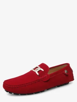 Chaussures de conduite pour hommes bout rond détails métalliques chaussures décontractées à enfiler
