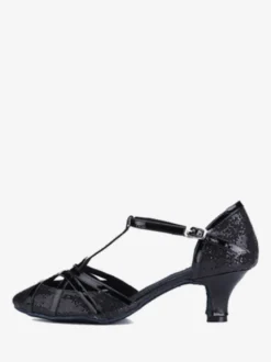 Chaussures de danse latine argentées à bout rond et boucle chaussures de danse de salon