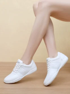 Chaussures de jazz pour femmes bout rond lacets chaussures de danse