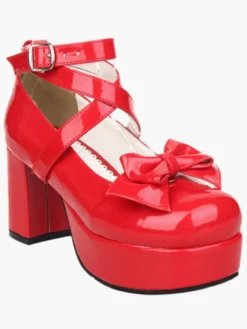 Chaussures de lolita noires à talons épais Déguisements Halloween