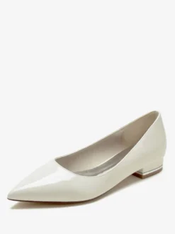 Chaussures De Mariage Ballerines De Mère De Mariée Vernis Tige Bout Pointu